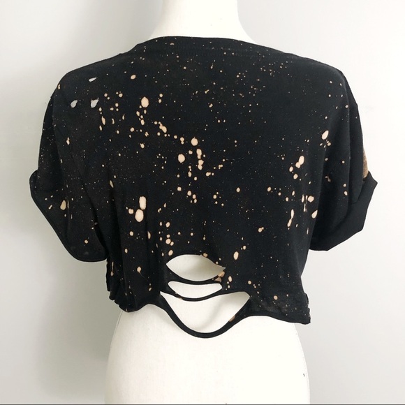 NEW Bleached Crop top Shirt Distressed, S-5X - Picture 2 of 5